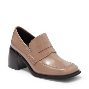 Jeffrey Campbell Taupe Patent Leather Block Heel Loafers